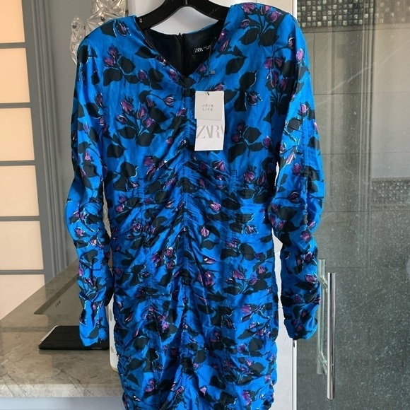 Zara Draped Print Mini Dress - Picture 7 of 12